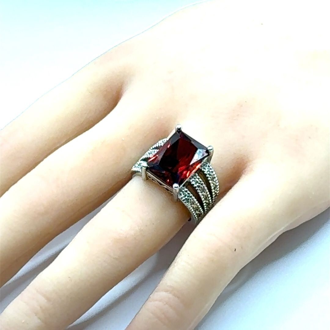 Simulated Ruby CZ Sterling Silver Ring - Size 7 - image 2