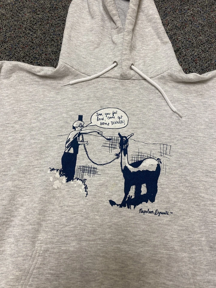 Moletom com capuz vintage Napoleon Dynamite masculino tamanho grande “Tina You Fat Lard” Y2K 2006 - Imagem 2 de 4