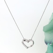 Open Heart Diamond Pendant Cable Chain Necklace 10K White Gold 0.04 TW 19"