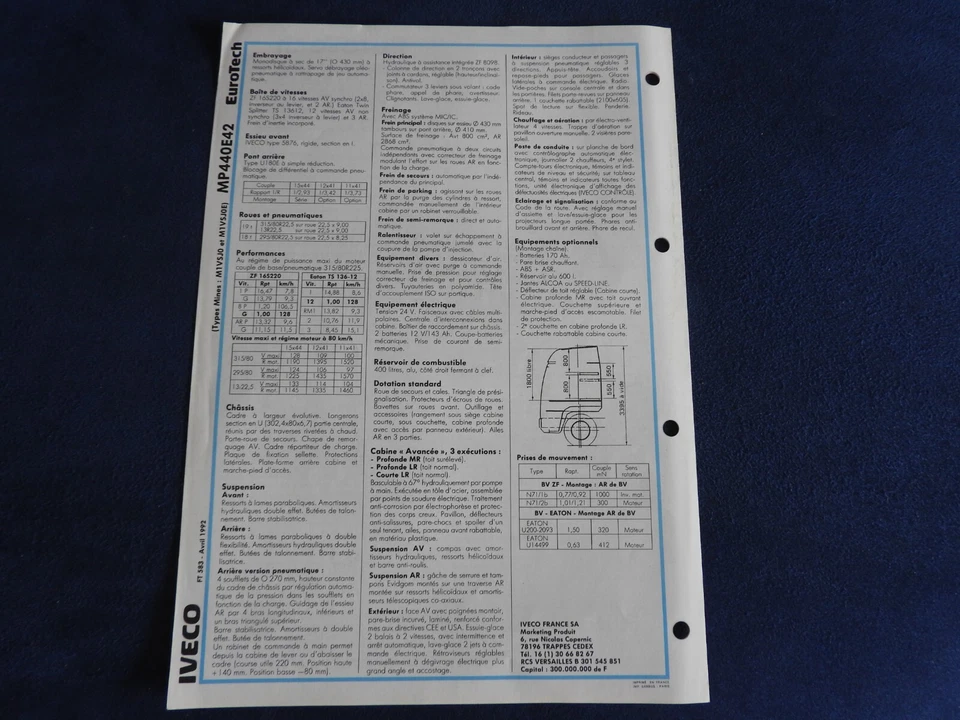 catalogue depliant caracteristiques techniques iveco eurotech 440 E 42 camion - Photo 3/3