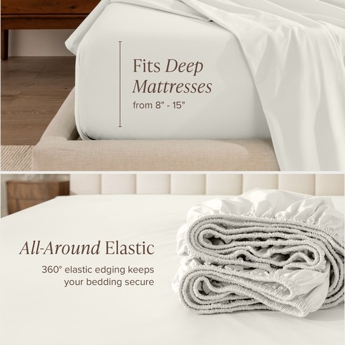 Bare Home 100% Organic Cotton Percale Sheet Set - 300 Thread Count - Lightweight - Picture 111 of 119