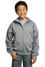 Port  Company PC90YZH Youth Long Sleeve Core Fleece Full Zip Hooded Sweatshirt