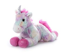 13" Pastel Tie Dye Rainbow Unicorn with Silver Sparkly Horn
