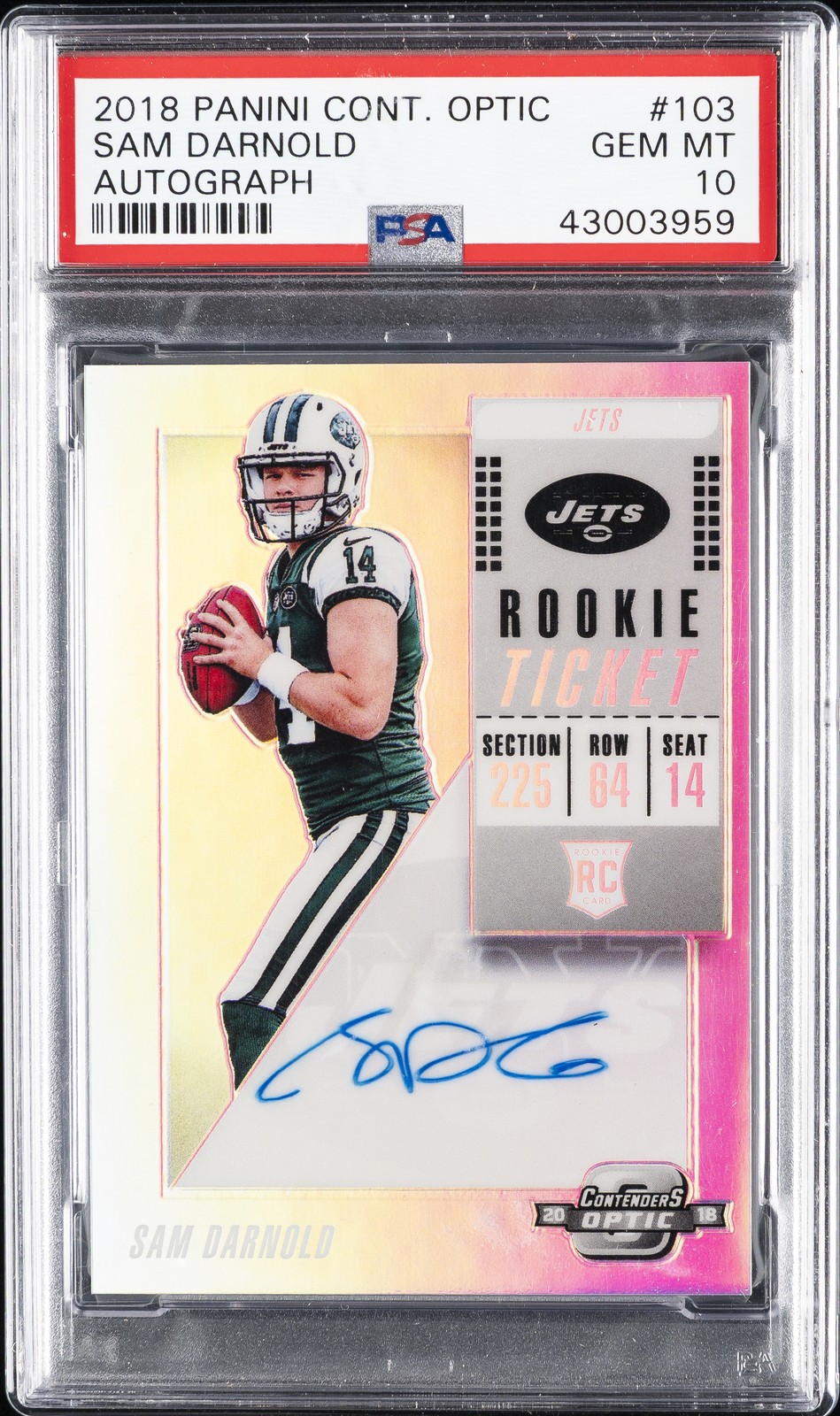 2018 CONTENDERS OPTIC AUTO #103 SAM DARNOLD PSA 10