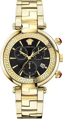 Versace VE2M00621 Revive Chrono schwarz gold Edelstahl Armband Uhr Damen NEU