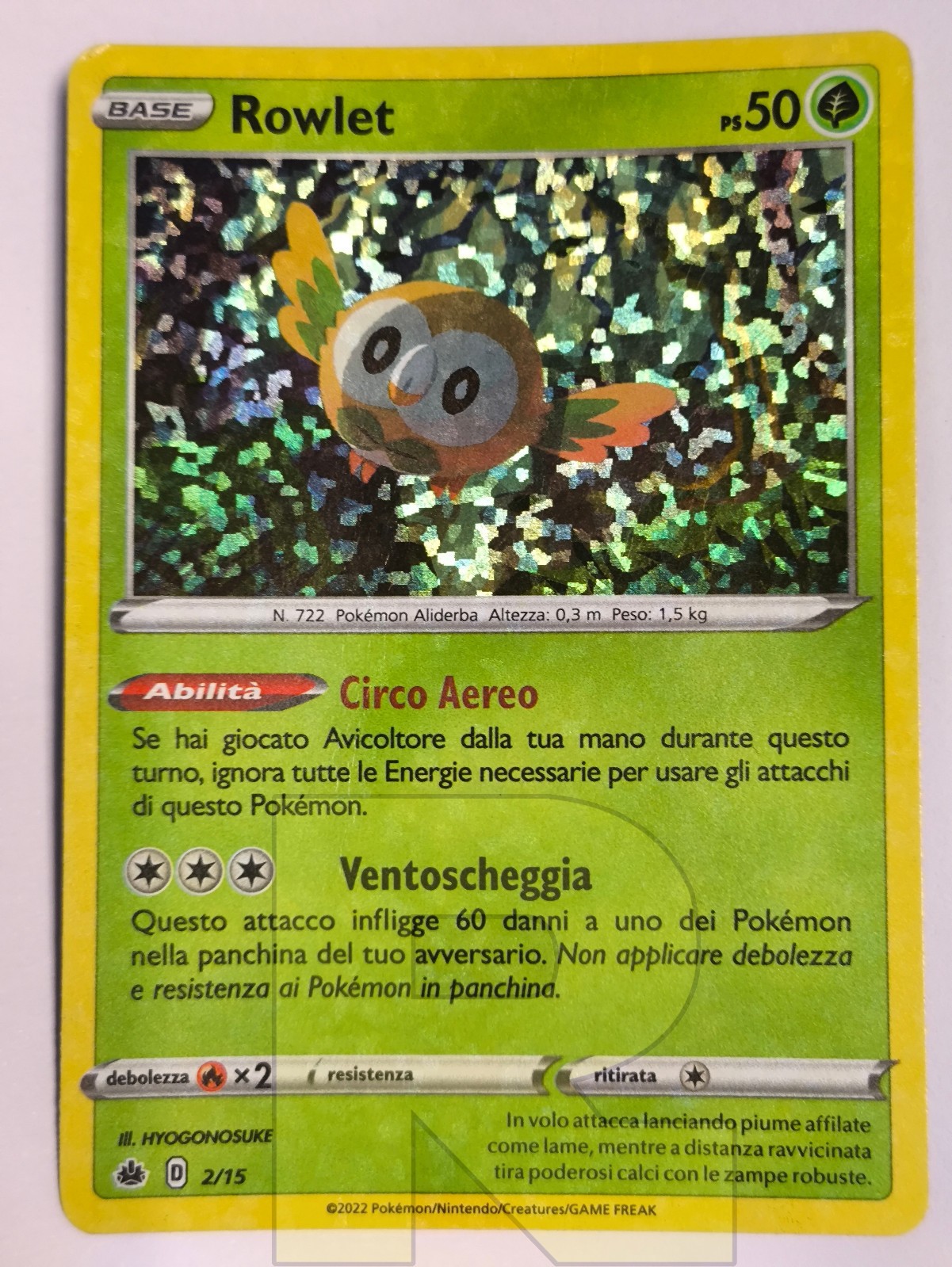 Rowlet ® McDonald's Promo 2022 2/15 ® Promo Holo Foil ® Pokemon Italian Good-