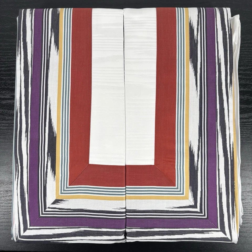 Missoni Duvet Cover Set Striped Flame Multicolor Yarn Dyed Cotton Italy Bedding - Image 2 of 4