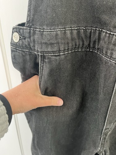 H&M UK Size 12 Black Dungarees Straight Leg Denim 32" Waist 27.5" Inside Leg - Picture 8 of 15