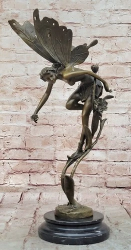 Art Deco Original Wood Sexy Fairy Bronze Sculpture Home Decor Hotcast Gift Sale