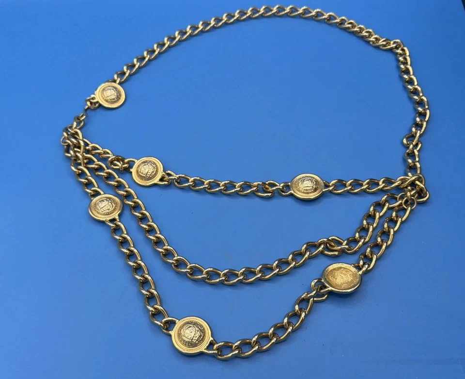 Vintage Gold Tone Three Strand Hanging Stunning Belt  up to  38 Inch - Image 2 of 4