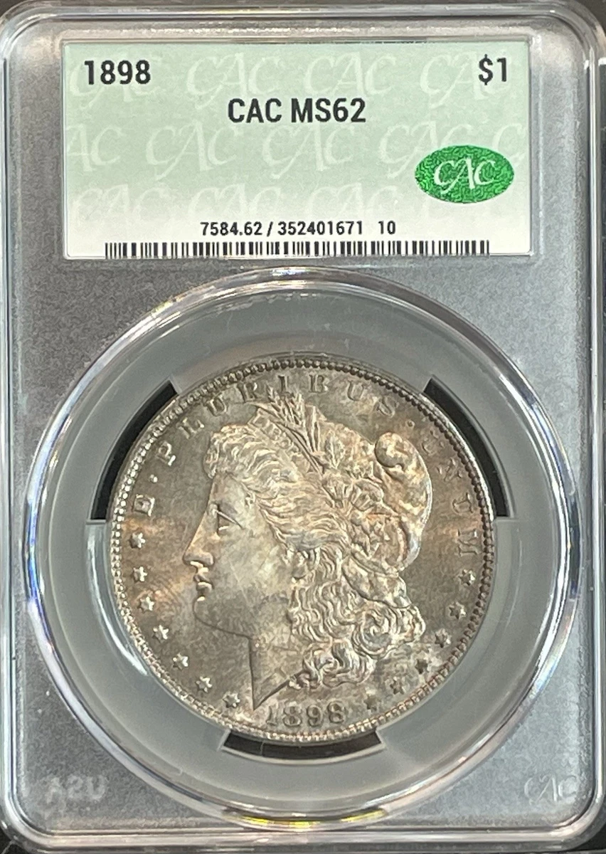 Silver MS 62 Graded 1898 Year Morgan US Dollars (1878-1921) for
