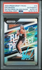 2024 PANINI PRIZM DRAFT PICKS RATED PROSPECT PRIZM #10 Signed KIKI IRIAFEN PSA10