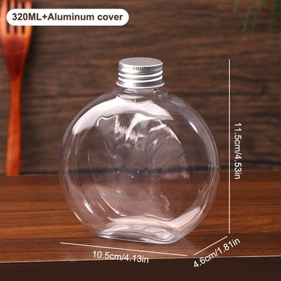 320/500ML Flat Round Water Bottle Clear Milk Tea Coffee Bottle Drinking Bottles