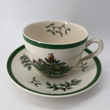 Spode England Christmas Tree S3324 Tea Cup and Saucer Free Shipping 