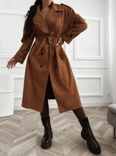 AUREN Suede Trench Coat Women’s Coat Spring Autumn One Size Belted Waist