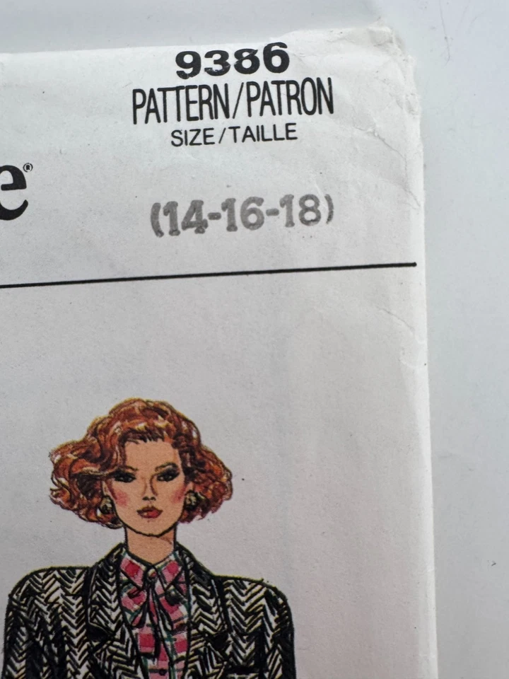 Vogue Sewing Pattern 9386 Misses Jacket Skirt Pants 1980s Fashion 14 16 18 Uncut - Image 4 of 4