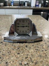Vintage 1928 Elgin 8 Day Art Deco Chrome Desk Clock Grade 471 Factory Cased Rare
