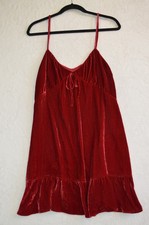 Reformation Polly Red Velvet Mini Dress Drop-waist Spaghetti Strap Size Small