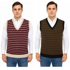 Mens Vintage FairIsle Jumper Tanktop Vest Knitted Retro 60s 70s Made in England