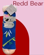 Koala Adult Sherpa Lined Non-Slip Slipper Sock OSFM   