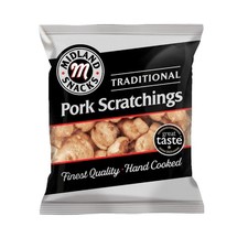 Midland Snacks Traditional Pork Scratchings 12x 40g - 24 bags (2 Pub cards)