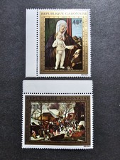 TIMBRE GABON TABLEAUX NOËL ARTS PA N°132/133 NEUF ** LUXE MNH 1972