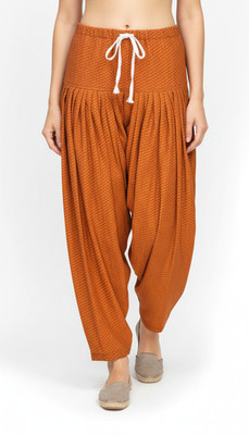 Handmade Indian Boho Harem Pants Drawstring Lightweight Rust Sheer Size M/L