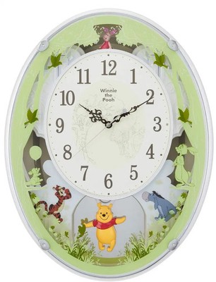 Disney Winnie the Pooh Wall Coming Clock With Melody White M523 4MN523MC03 New