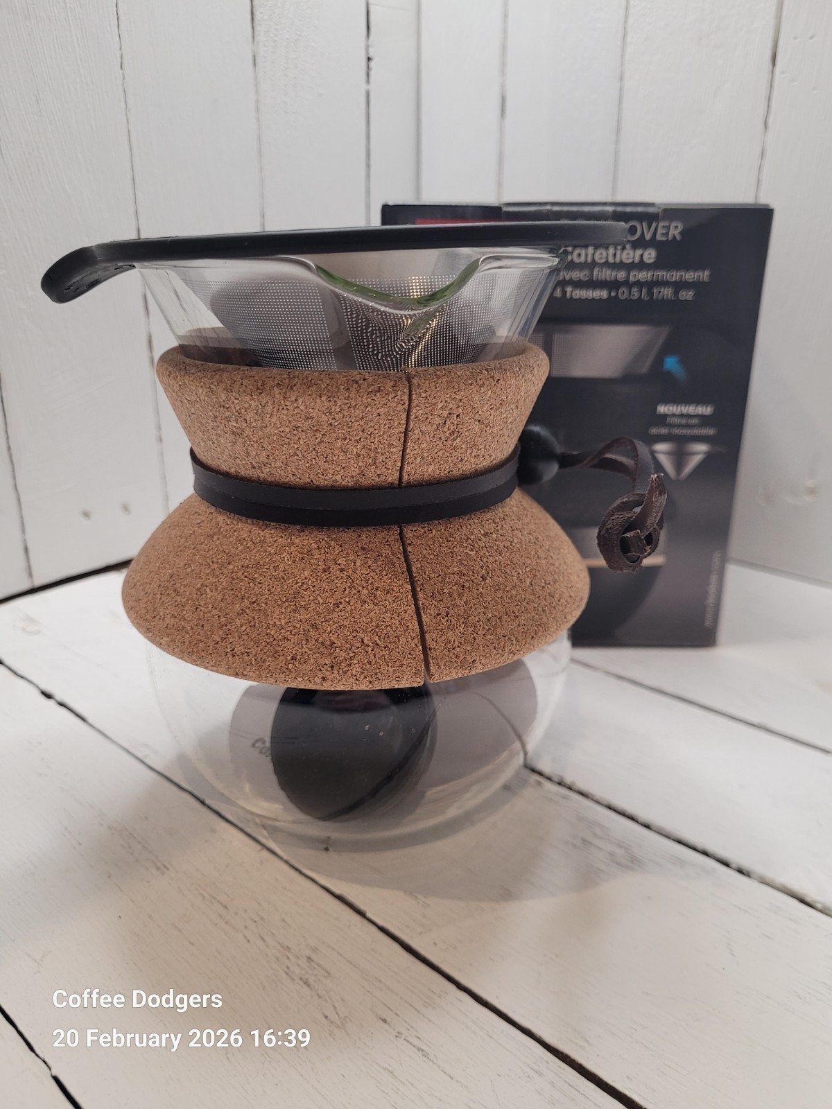 Bodum Pour Over Coffee Maker With Permanent Filter 0.5L Cork Collar 11592