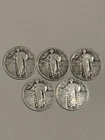 Standing Liberty Quarters 1925-1929 Lot of 5 Silver Coins - All Dates Visible!