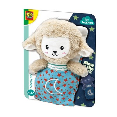 SES Creative Sleepy Sheep Night Buddy leuchtet im Dunkeln weiches Kuscheltier Puppe