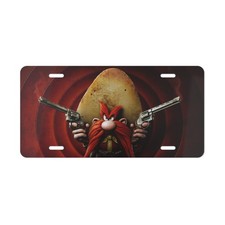 Vanity Plate, Red Six Shooter Yosemite Sam License Plate, Car Accessories, Front