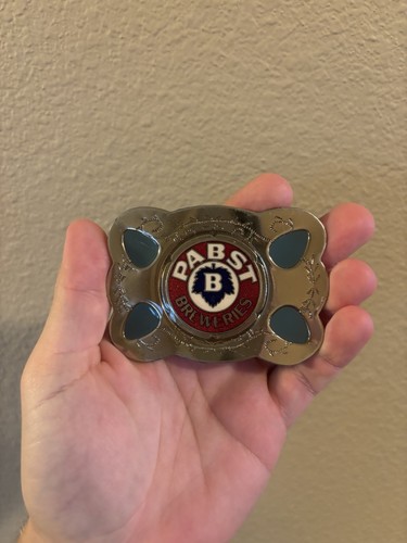 Pabst Blue Ribbon Belt Buckle 40s Beer Tap Ball Knob Emblem Vintage Peoria IL