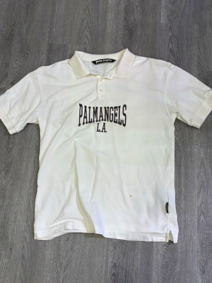 Palm Angels Men's M White Short Sleeve Polo Collared