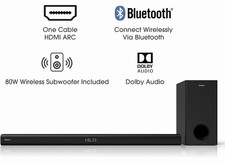 Hisense HS218 2.1 Channel Soundbar with Wireless Subwoofer - Black