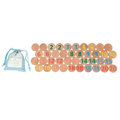Matching Pairs - Numbers - Set of 40 - Ages 2+ - Wooden Memory Game for Presc...