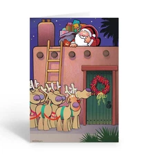 Southwest Adobe Home Christmas Cards - 12 Cards w/Envelopes - Size 6.25" x 4.5: