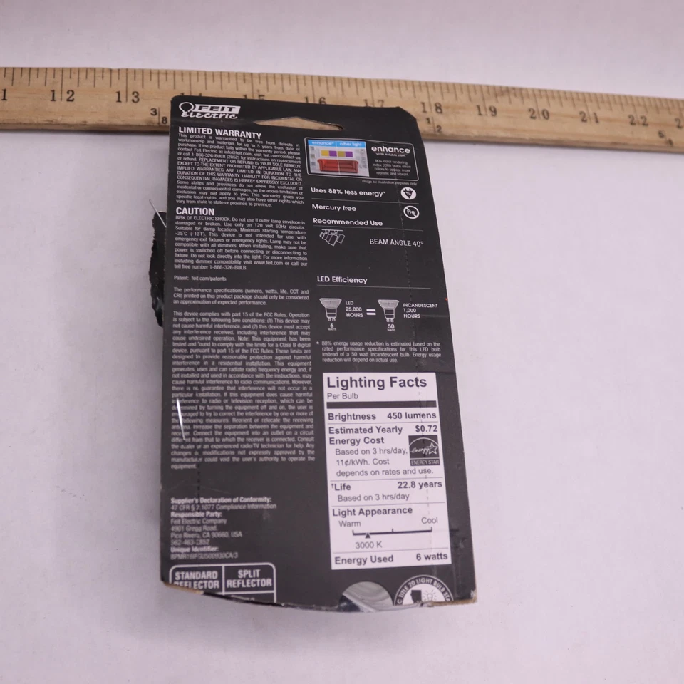 (3-Pk) Feit Electric LED Light Bulb 3000K White 50W BPMR16IFGU500930CA/3 - Image 3 of 4