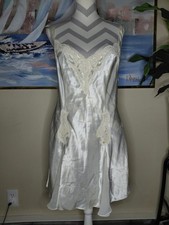 Vintage Victoria Secret White Satin Embroidered Lace Short Slip Dress