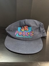 Vintage 90s Air Force Snapback Hat Made In USA Blue retro Neon