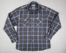 Dixxon Flannel Shirt Mens Extra Large XL Gray Performance Machine Button Up Snap