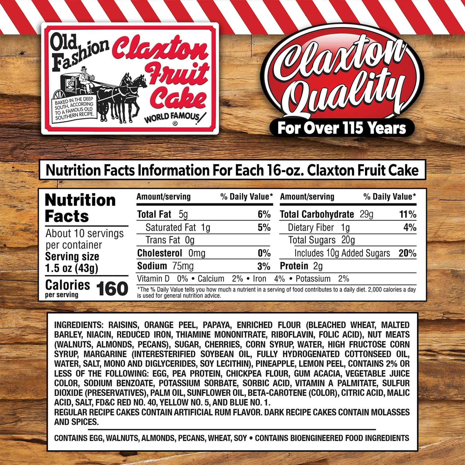 Claxton Fruit Cake – 3-1 Lb. Regular Recipe | Old Fashioned Holiday Fruitcake...