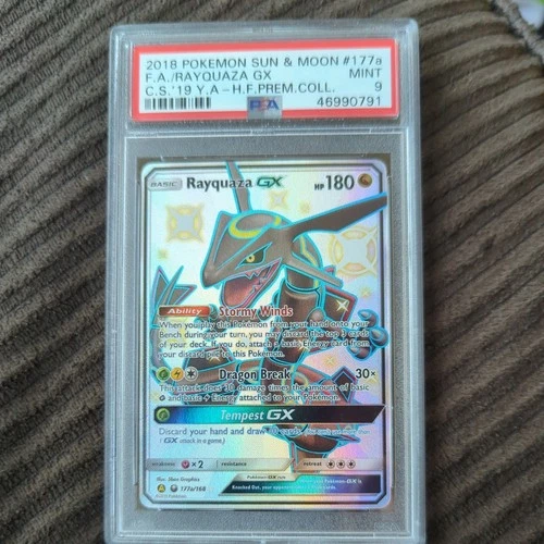 2018 POKEMON SUN & MOON CELESTIAL STORM 177a FULL ART/RAYQUAZA GX 2019 PSA 9