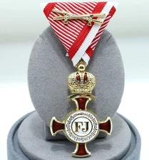 Austro Golden Cross of Merit 1849 Franz Joseph Order Medal with Swords Replica