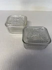 Vintage Anchor Hocking Clear Glass Refrigerator Dishes (Set of 2)
