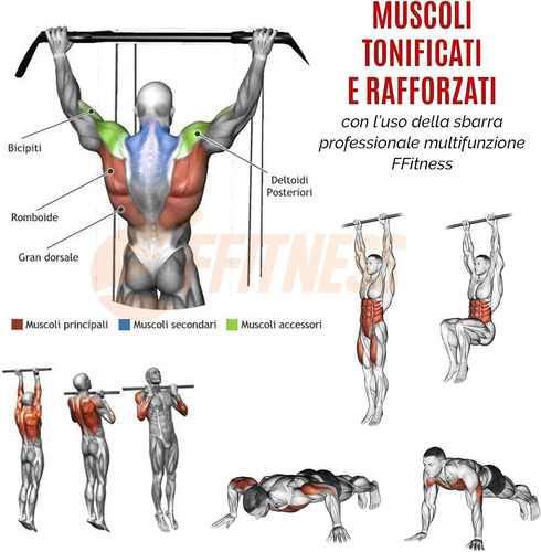 Barra Trazioni a Muro per Parete, Max 150Kg, Multifunzione Sbarra Pull up Chin u - Foto 8 di 12