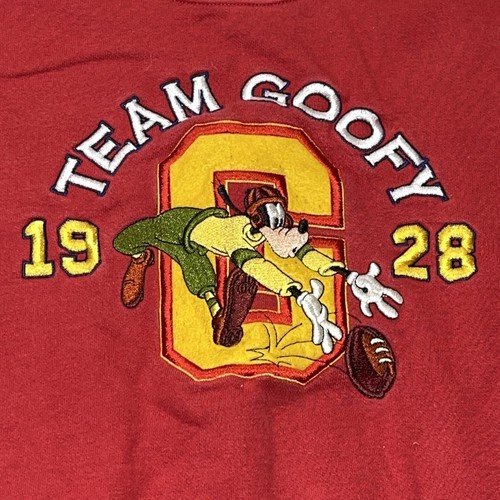 VTG Disney Store Team Goofy Sweatshirt Red Youth Medium - Picture 3 of 9