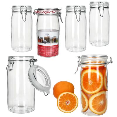6x NORMA Vorratsglas 1,5L aus Glas mit Bügelverschluss luftdicht Einmachgläser