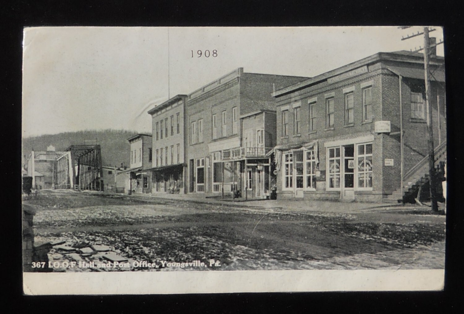 1900s Street View ODD FELLOWS I.O.O.F. Hall & Post Office Stores
