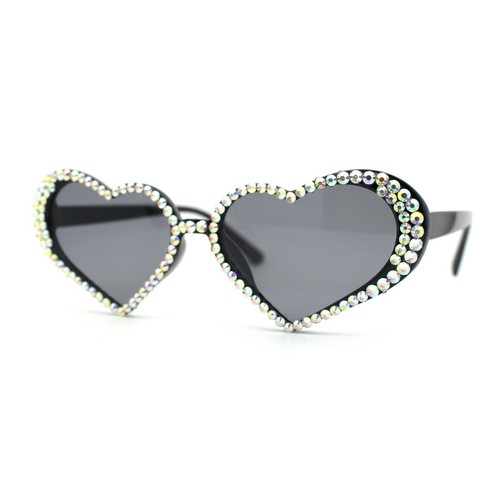 Damen-Sonnenbrille irisierend Strass Glitzer sprudelnd Herzform - Bild 20 von 60